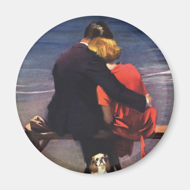 Vintage Romantic Love, Romance on the Beach Magnet (Front)