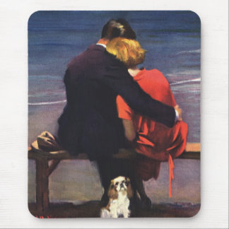 Vintage Romantic Love, Romance on the Beach Mouse Pad