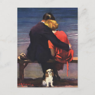 Vintage Romantic Love, Romance on the Beach Postcard