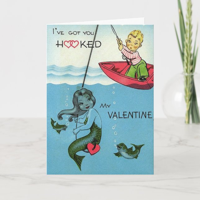Vintage Romantic Mermaid Valentine's Day Card (Front)