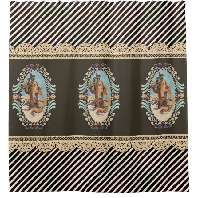Vintage, Romantic & Modern Woman Shower Curtain (Front)