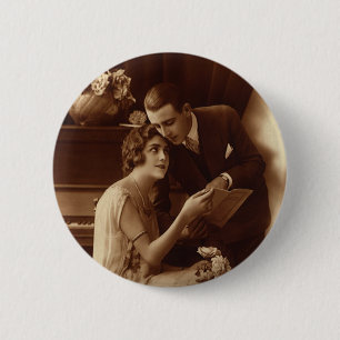 Vintage Romantic Music, Love and Romance Lovers 6 Cm Round Badge