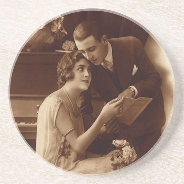 Vintage Romantic Music, Love and Romance Lovers Coaster (Front)