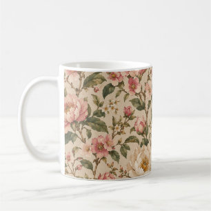Vintage Romantic Peony & Rose Garden Pattern Coffee Mug