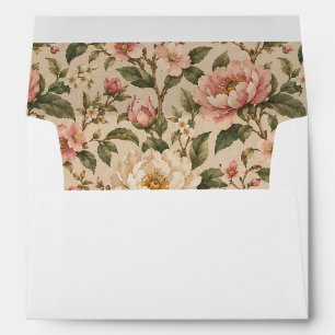 Vintage Romantic Peony & Rose Garden Pattern Envelope