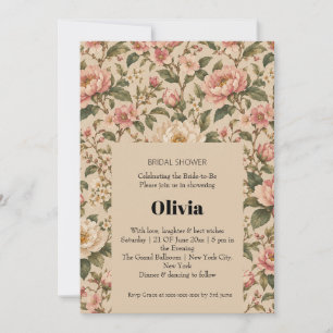 Vintage Romantic Peony & Rose Garden Pattern Invitation