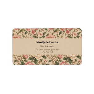 Vintage Romantic Peony & Rose Garden Pattern Label