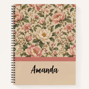 Vintage Romantic Peony & Rose Garden Pattern Notebook