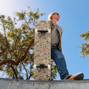 Vintage Romantic Peony & Rose Garden Pattern Skateboard