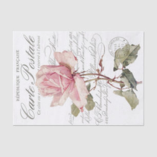 Vintage Romantic Pink Floral Postcard Tissue Paper