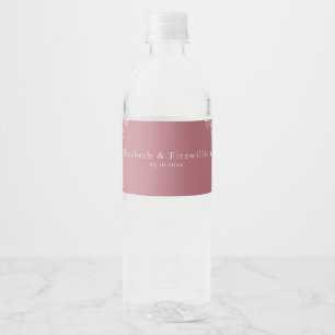 Vintage Romantic Pink Frame Bordered Wedding Water Bottle Label