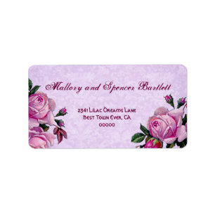 Vintage Romantic Pink Roses Wedding Ver 002 Label