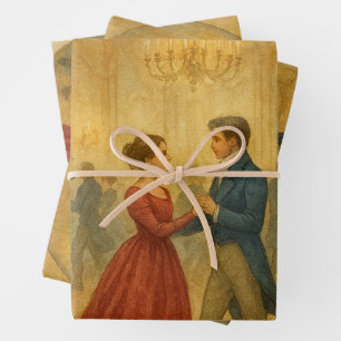 Vintage Romantic Pride and Prejudice Christmas Wrapping Paper Sheet