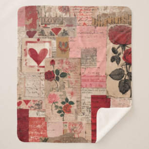 Vintage Romantic Rose Collage (1) Sherpa Blanket