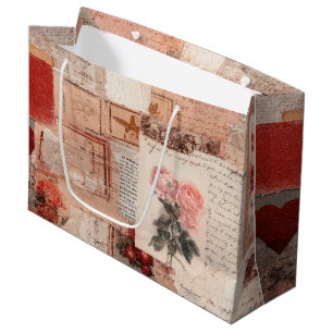 Vintage Romantic Rose Collage (2) Large Gift Bag