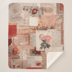 Vintage Romantic Rose Collage (2) Sherpa Blanket