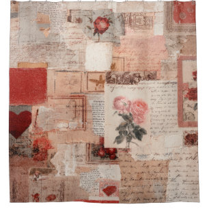 Vintage Romantic Rose Collage (2) Shower Curtain