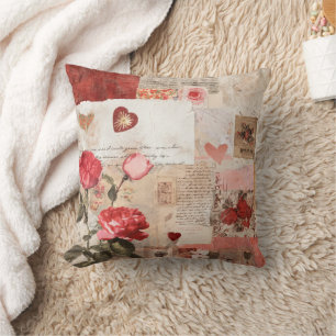 Vintage Romantic Rose Collage (3) Cushion