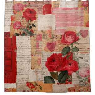 Vintage Romantic Rose Collage (6) Shower Curtain