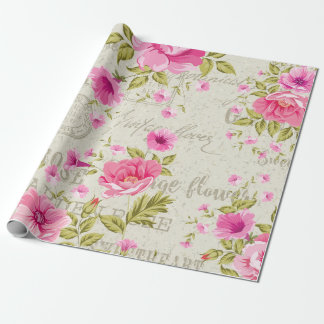 Vintage Romantic Rose Wrapping Paper Roll