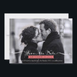 Vintage Romantic Script Photo Save the Date<br><div class="desc">Modern calligraphy and a vintage banner make this minimalist design a great choice for contemporary wedding celebrations! Colours can be customised to suit your motif,  just send me a message.</div>