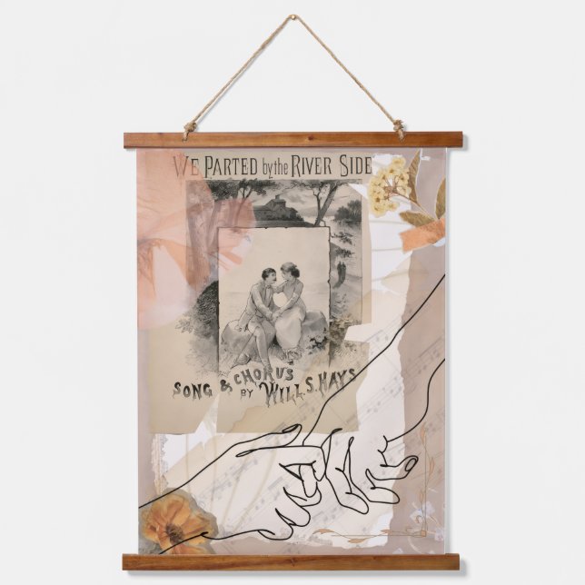 Vintage Romantic Wall Tapestry Antique Collage (Front)