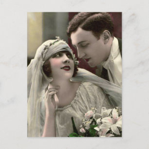 Vintage Romantic Wedding Postcard