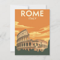 Vintage Rome Colosseum Italy Travel Poster