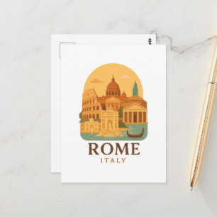 Vintage Rome Colosseum & Pantheon Postcard