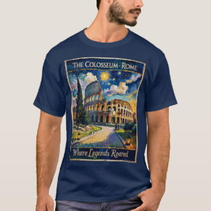 Vintage Rome Colosseum Starry Night Impressionist  T-Shirt
