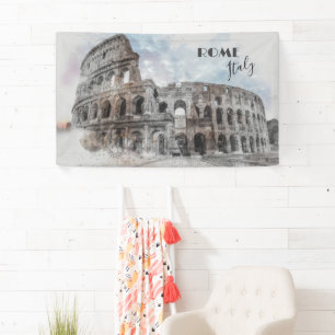 Vintage Rome Italy Colosseum Travel Art Banner 
