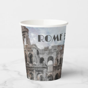Vintage Rome Italy Colosseum Travel Art Paper Cups