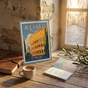 Vintage Rome Italy Colosseum travel  post card