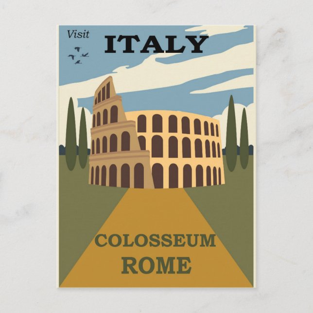 Vintage Rome Italy Colosseum Travel Postcard (Front)