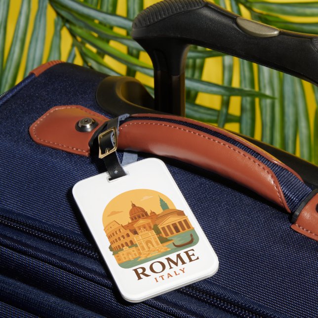 Vintage Rome Italy Luggage Tag – Retro Colosseum  (Front Insitu 1)