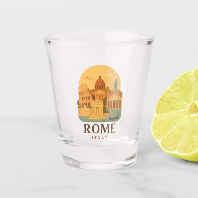 Vintage Rome Italy Shot Glass – Retro Colosseum  (Front)