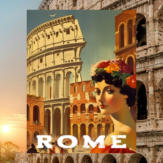 Vintage Rome Italy Travel Colosseum Lady Postcard (Vintage Rome Italy Travel Colosseum Lady Postcard
)