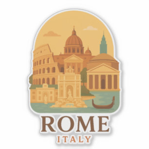 Vintage Rome Italy Travel Colosseum & Pantheon