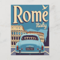 Vintage Rome Italy Travel Poster Colosseum