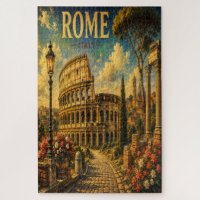 Vintage Rome Italy Travel Poster Jigsaw Puzzle