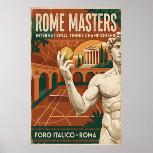 Vintage Rome Tennis Poster Classic Grand Slam Art