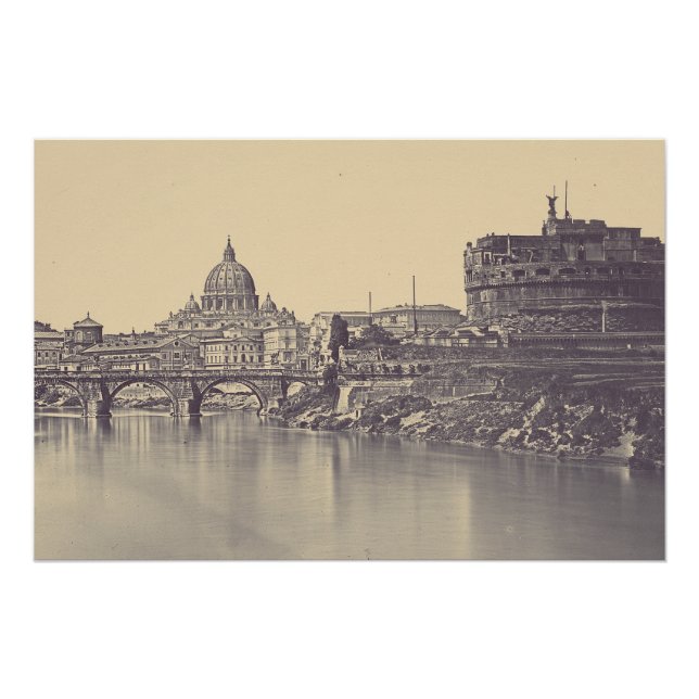 Vintage Rome Tiber Castle And Vatican Fine Art Poster (Front)