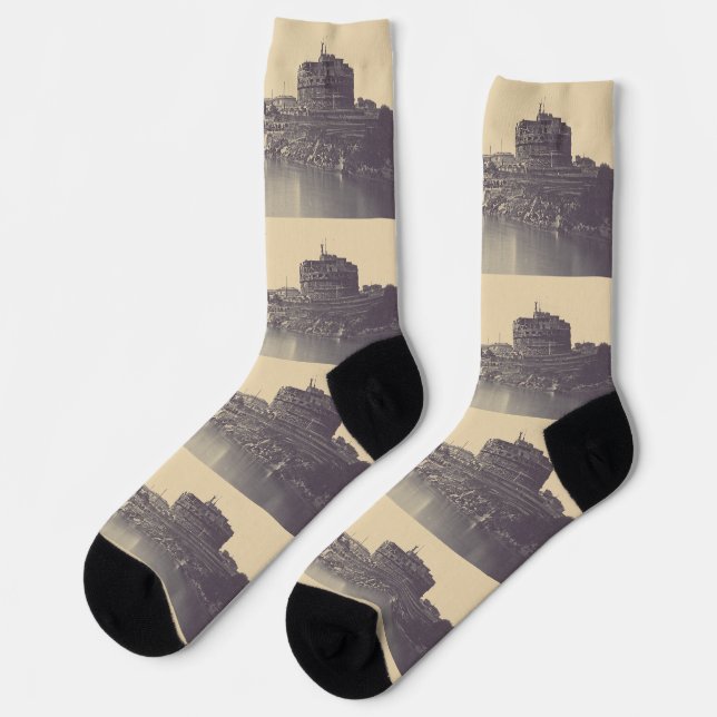 Vintage Rome Tiber Castle And Vatican Fine Art Socks (Left)