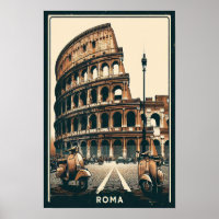 Vintage Rome Vespa and Colosseum