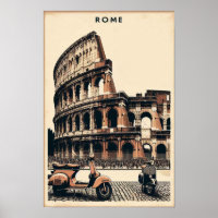 Vintage Rome Vespa and Colosseum