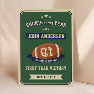 Vintage Rookie Of The Year Football 1st Birthday Invitation