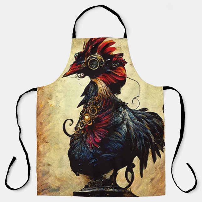 Vintage Rooster All-Over Print Apron (Front)
