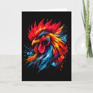 Vintage Rooster Chicken Fight Enthusiast Painted _ Card