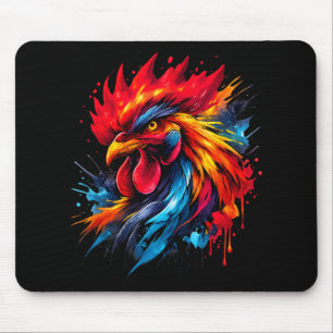 Vintage Rooster Chicken Fight Enthusiast Painted _ Mouse Pad