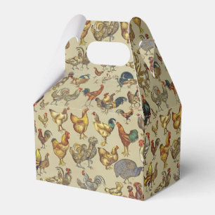 Vintage Rooster Chicken Pattern: Farmhouse Art Favour Box